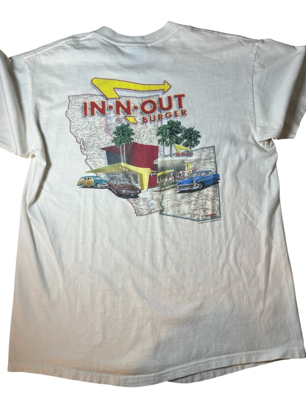 In N Out Beefy Hanes White T-Shirt CA (M)